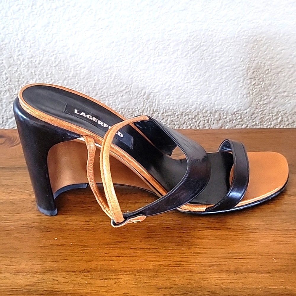 LAGERFELD sandals 8M curve heel wedge